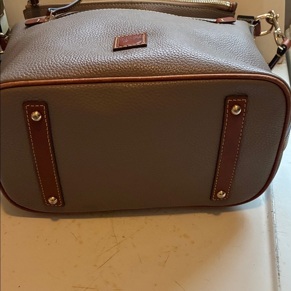 Dooney & Bourke Gray/Leather Shoulder Hobo with Brown Trim - Picture 4 of 14